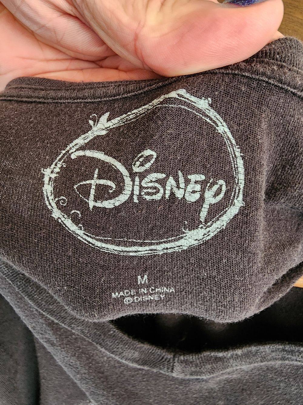 Disney Black V-Neck Tee with Faded Mickey Graphic Sleep Shirt - Picture 4 of 5